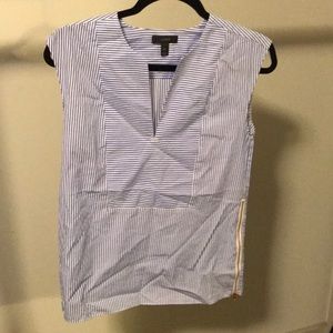 J. Crew Sleeveless Striped Blouse Rose Gold Zipper